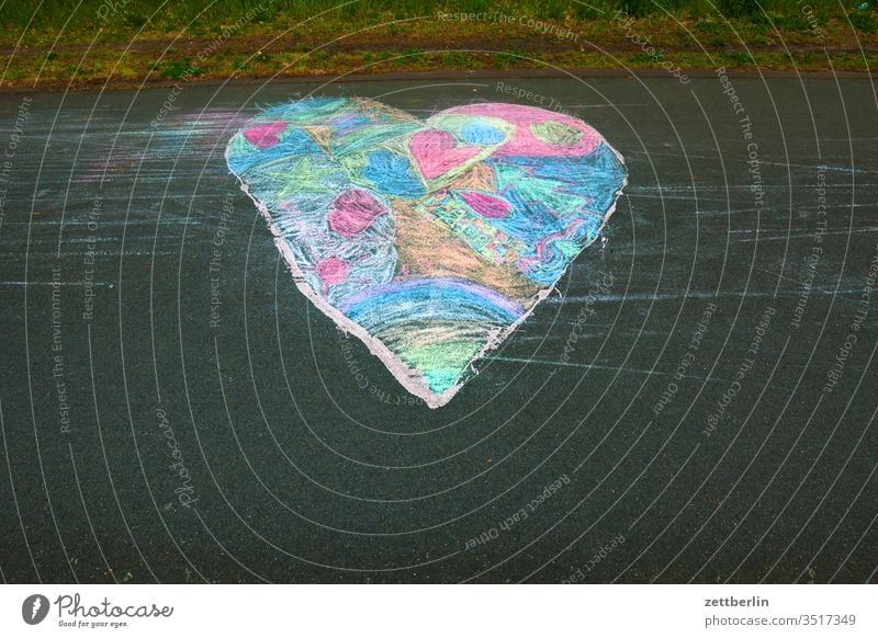 colourful heart emotion spring spring feeling Spring fever sensation Heart Chalk chalk painting Chalk drawing Love Declaration of love Relationship