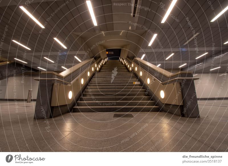 (room) station Subway Berlin bvg Train station Town Architecture Capital city Station Yellow Symmetry Manmade structures Deserted built Light Central station