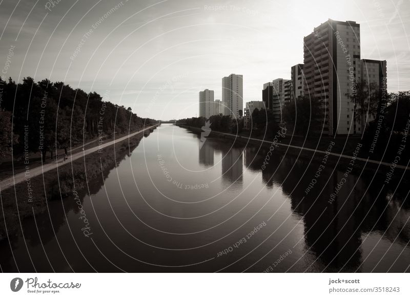 Europa Canal just past Erlangen Europe Channel Reflection Architecture Sky Panorama (View) Landscape Silhouette Neutral Background Abstract Tower block