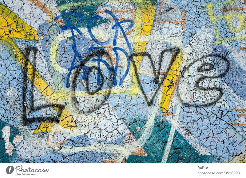 love Graffiti Concrete Bee Fish Whale bee Wall (barrier) Vandalism Art Street art manner street art sprayer Cartoon say symbol Facade conctrete Stone urban