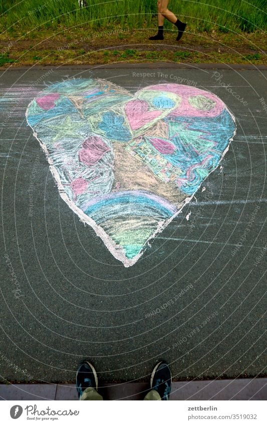 colourful heart emotion spring spring feeling Spring fever sensation Heart Chalk chalk painting Chalk drawing Love Declaration of love Relationship