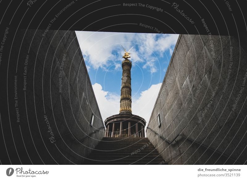 Victory column from below Berlin big star Tourist Attraction Capital city Monument Goldelse victory statue Victoria Berlin zoo Germany Figure Vantage point