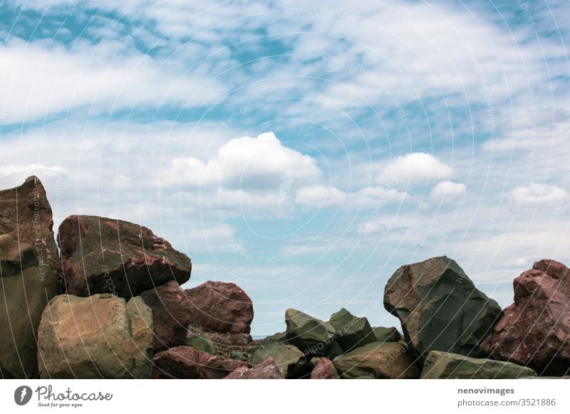 Image of rocky seashore and beautiful sky landscape water nature coast beach travel view seascape summer scenic seaside blue stone vacation coastline horizon