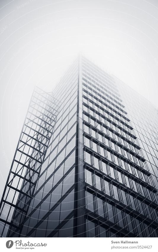 View upwards High-rise Town built Exterior shot Sky Architecture Downtown Day Tower Colour photo Facade Deserted Tall City trip Sightseeing Capital city