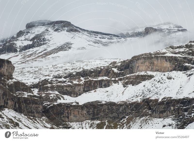 Head of the Ordesa Valley. Ordesa y Monte Perdido National Park. Pyrenees. Huesca. Aragon. Spain. aragon cliff cliffs cold color colors colour colours crag