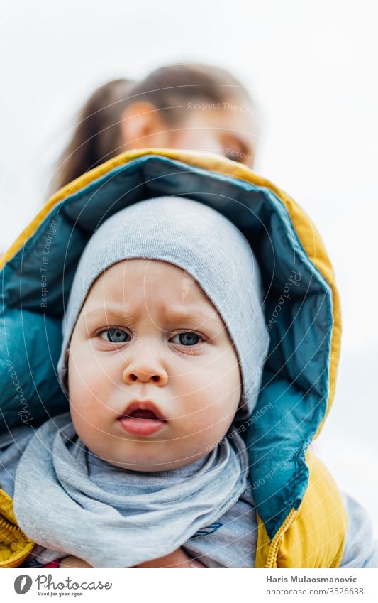 Cute 1 year old stylish boy with blue eyes close up on face adorable baby background beautiful cheerful child childhood cute girl happy hat healthy holding