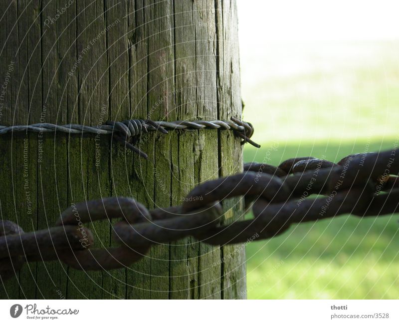 fence post Fence Barbed wire Meadow Wood Chain Pole