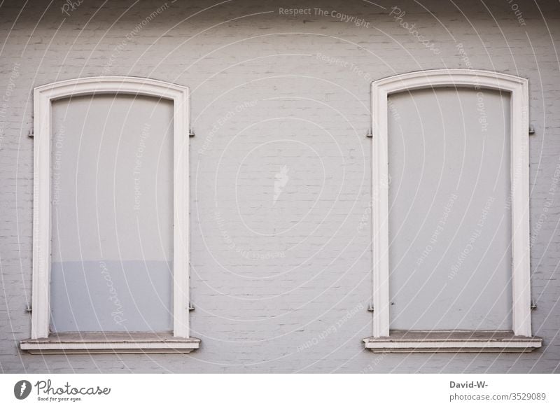 House wall - windows bricked up house wall House (Residential Structure) Window too bricked-up windows Closed locked Copy Space top Copy Space left