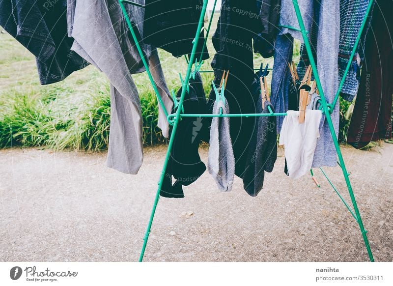 hanging out the clothes outdoors laundry wash clothesline hang out the washing nature natural wind rural rustic village country life hang up washing variety