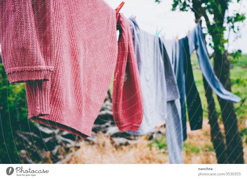 hanging out the clothes outdoors laundry wash clothesline hang out the washing nature natural wind rural rustic village country life hang up washing variety