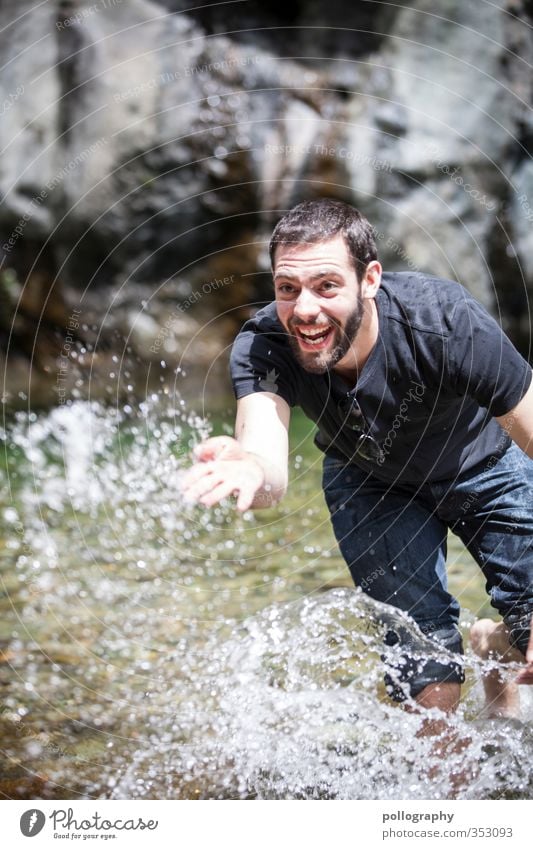 hot summer day 2 Playing Human being Masculine Young man Youth (Young adults) Man Adults Life 1 18 - 30 years Nature Landscape Water Drops of water