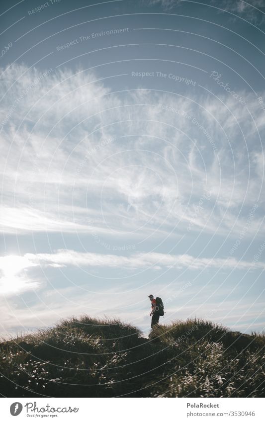 #AS# Dune Wanderer Hiking Backpack Marram grass Nature Vacation & Travel Summer Day Adventure Landscape Colour photo Trip Rock hikers Clouds