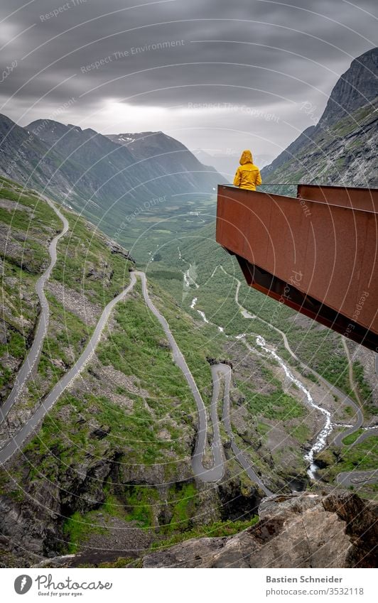 A magnificent view of the Trollstigen, Norway Street Vacation & Travel Freedom Aircraft Lanes & trails Adventure Mountain Nature Landscape Fog paved Traveling