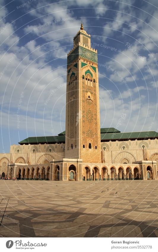 Mosque of Hassan II in Casablanca, Morocco shape detail architecture building arabic casablanca hassan islam morocco mosque geometry minaret moroccan muslim