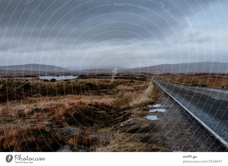 Mountain landscape in the Highlands of Scotland in the fog Nature Landscape Deserted Great Britain Exterior shot Clouds Europe Colour photo Day hillock