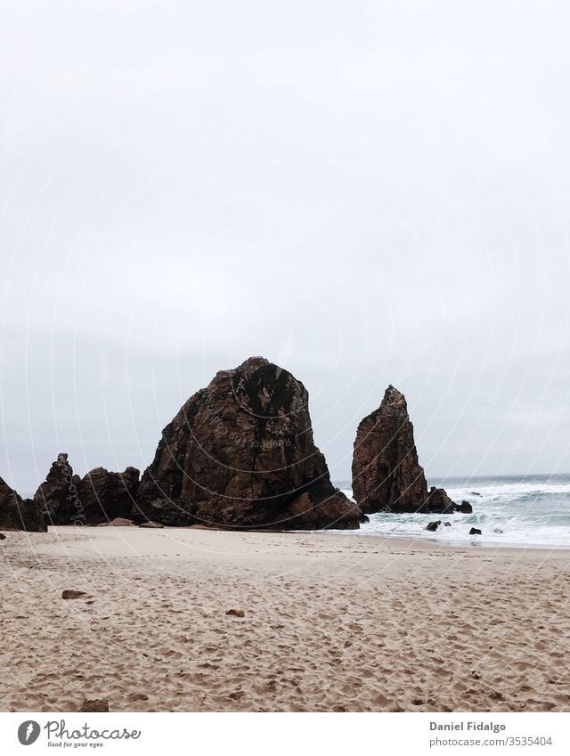 beach landscape Landscape Beach sea rocks Sand Sandy beach Sandstone