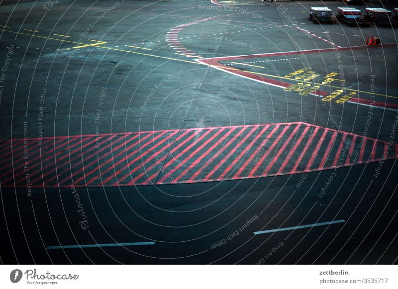 airfield Evening Berlin Twilight Trajectory Airport Airfield spring Deserted taxiway Tegel Copy Space TXL wide Line mark Asphalt Runway