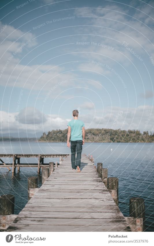 #aS# Gangway Footbridge Lake Lakeside Sea coast Water Surface of water Exterior shot Colour photo Nature Calm Jetty Day Landscape Environment Moody