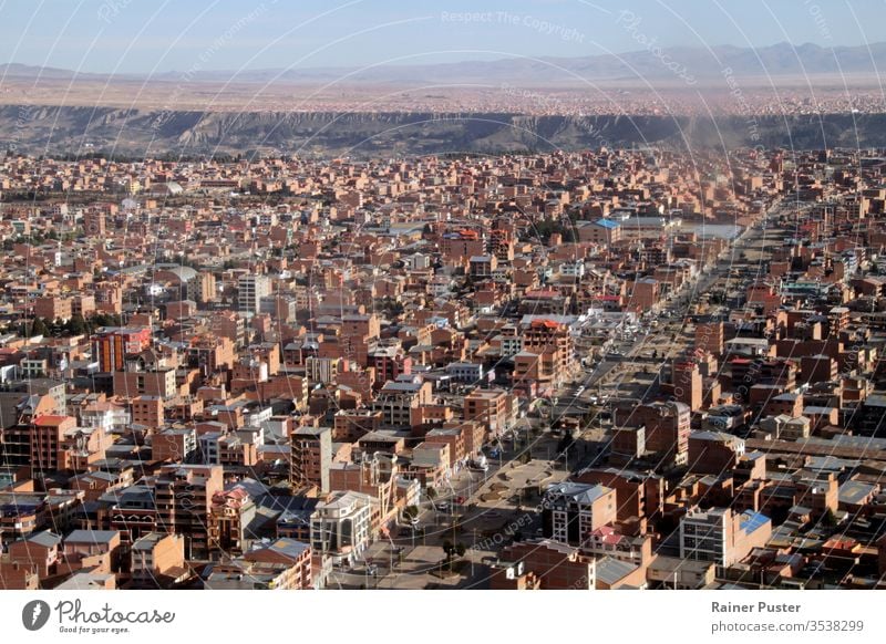 Aerial view of El Alto / La Paz, Bolivia, from the plane window aerial aerial view architecture bolivia building city cityscape downtown el alto la paz landmark