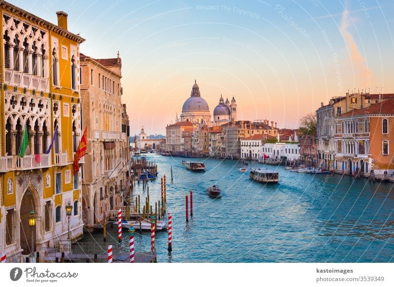 Grand Canal in Venice, Italy. venice italy travel canal Santa Maria della Salute place grand famous european gondola basilica sunset arhitecture cruise italian