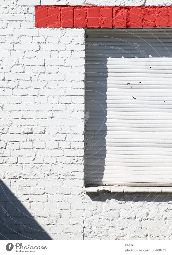 brick wall in the colours black, white and red Berlin Town House (Residential Structure) Architecture Apartment Building Facade Window built Broken Transience