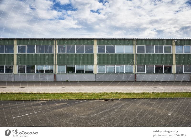 Industrial buildings of the 70s in West Germany industrial solitude Loneliness Retro Colour photo Deserted industrial design Cover CD shelving CD cover