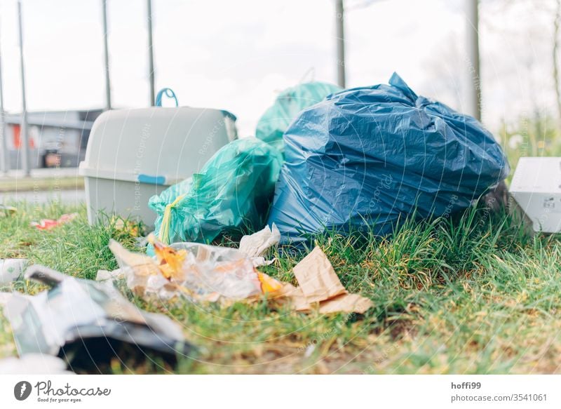 wild garbage deposit on the street bike waste Waste management Environment Dirty Throw away inconsiderateness throwaway society Environmental Destruction