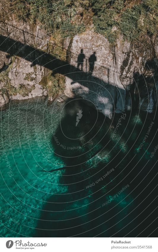 #As# ShadowMen Dark side Shadowy existence shadow man Landscape Land Feature New Zealand New Zealand Landscape River bridge Shadow play hike Hiking