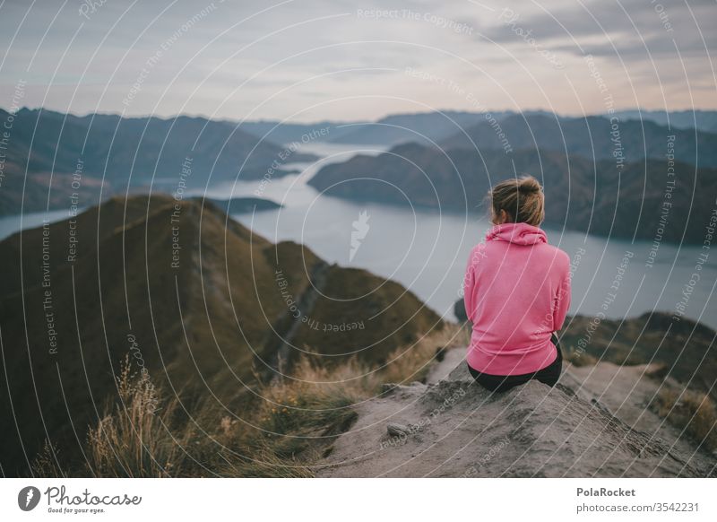 #As# Outlook outlook enjoying the view Wanderlust farsighted farsightedness Mountain Peak New Zealand New Zealand Landscape Roy's Peak Wanaka Sit Woman