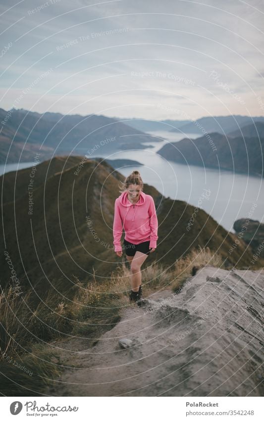 #AS# high up Vacation & Travel Exterior shot Landscape Nature travel voyage Woman Adventure Trip Travel photography Sit Wanaka Roy's Peak New Zealand