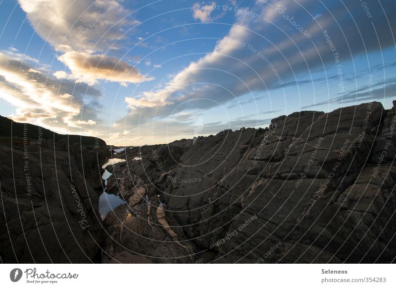 strait Vacation & Travel Tourism Trip Adventure Far-off places Freedom Environment Nature Landscape Sky Clouds Sunrise Sunset Coast Ocean South Africa Stone Wet