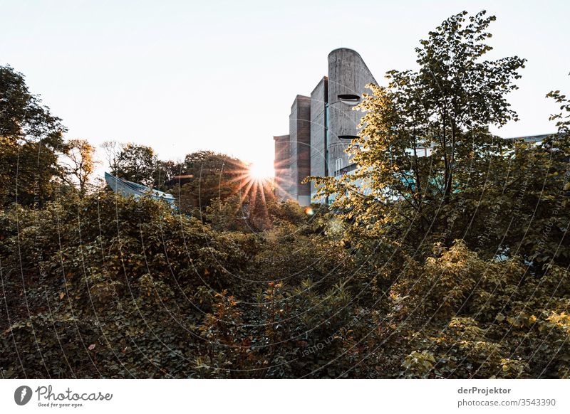 Instagram architectural photography in Berlin Central perspective Mirror image Multicoloured Exterior shot Dawn Long shot Sunlight Light Copy Space right