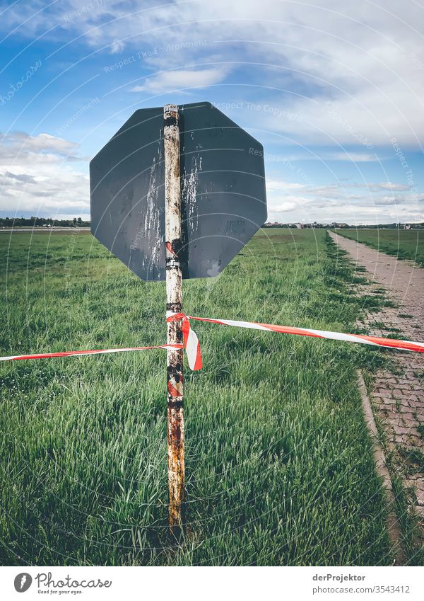 Barrier on the Tempelhofer field in Corona times Urbanization Cool (slang) Capital city Copy Space right Copy Space left Copy Space middle Copy Space bottom