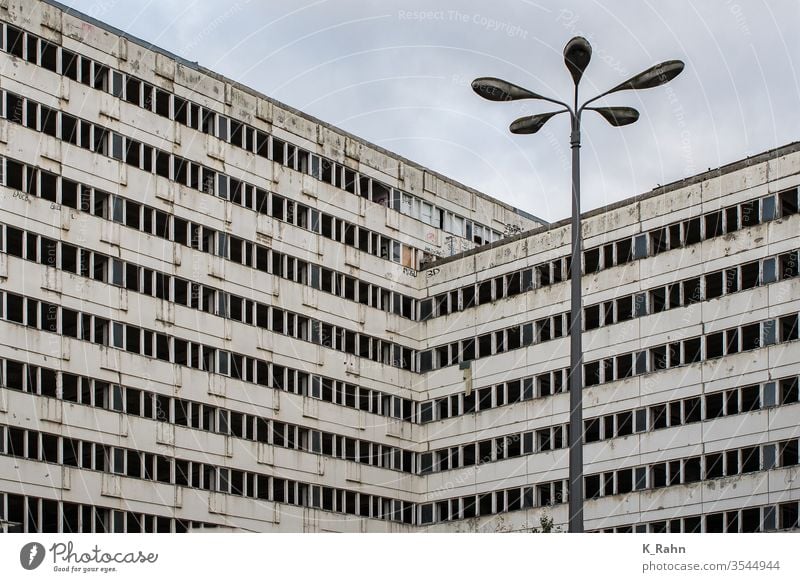 GDR panel construction in Berlin Facade Prefab construction German House (Residential Structure) at home Apartment house blocks Broken dwell Possessions built