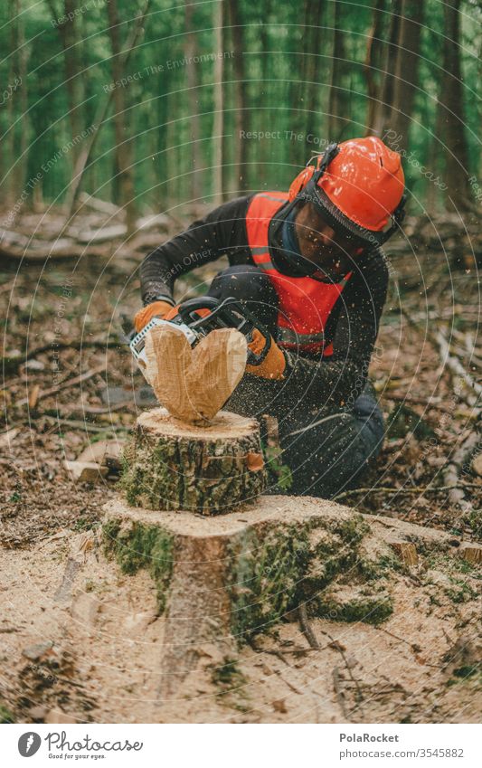 #S# Woodsman with a heart II Lumberjack wood Firewood Chainsaw Protective equipment Helmet Meter beeches Wood work Nature tree Woodcutter Forestry Tree trunk