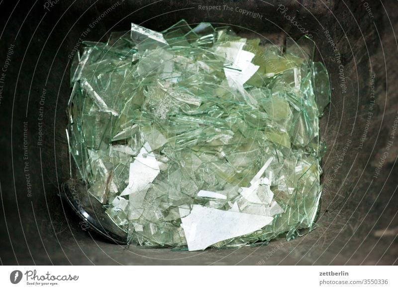 glass breakage Building rubble Glass Glass fragment Broken glass Trash dustbin Shard shards dump Special waste Town Scene urban ton Splinter Splinter of glass