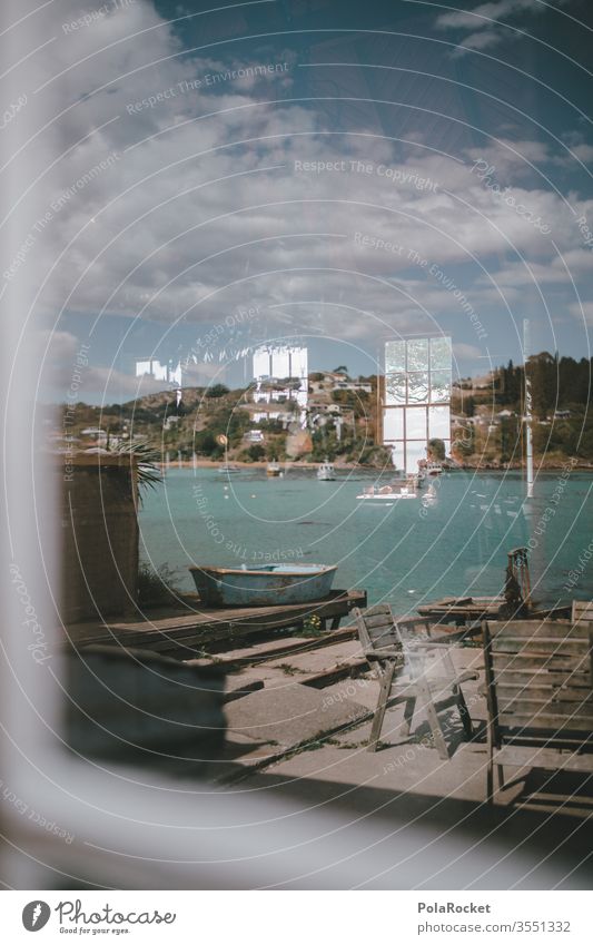 #As# restaurant by the sea reflection Reflections Window Window pane View from a window Glazed facade Window transom and mullion Restaurant Colour photo