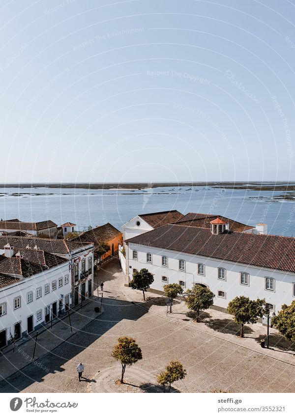 View from the cathedral over Faro and water landscape, Portugal Fårö Vantage point Lookout tower vantage point Ilha de Faro Vacation & Travel Tourism Day Sky