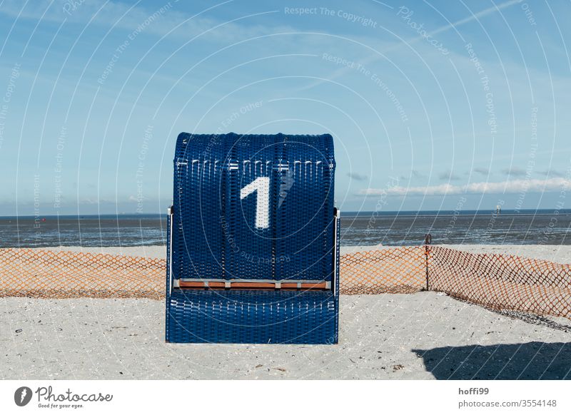 Number one beach chair Beach chair rental Ocean lockdown vacant Empty Vacancy Summer Summer vacation Tourism North Sea Baltic Sea Coast Beautiful weather Island