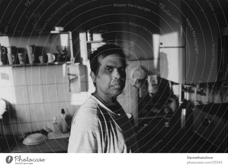 LetUrEysSpeek Black White Emotions Kitchen Man Looking Character