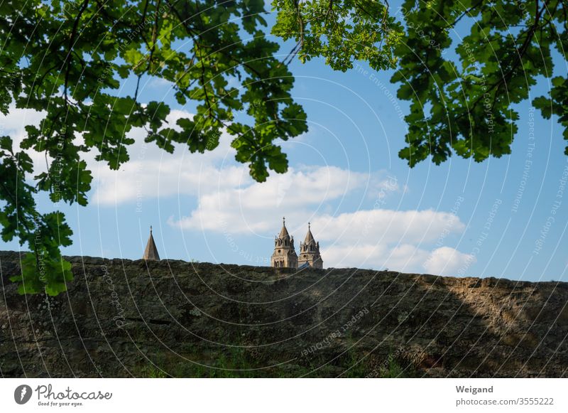 Church Comburg Schwäbisch Hall comburg Church spire Wall (barrier) secret Sky Catholic Protestant Christianity Hide Baden-Wuerttemberg