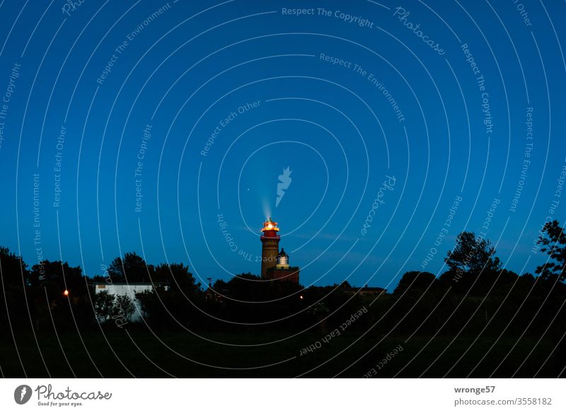 The 2 lighthouses at Cape Arkona in the late dusk Lighthouse Cap Arcona island rebuke Baltic Sea Twilight Dusk blue hour Night arrogance Beacon Rügen Coast