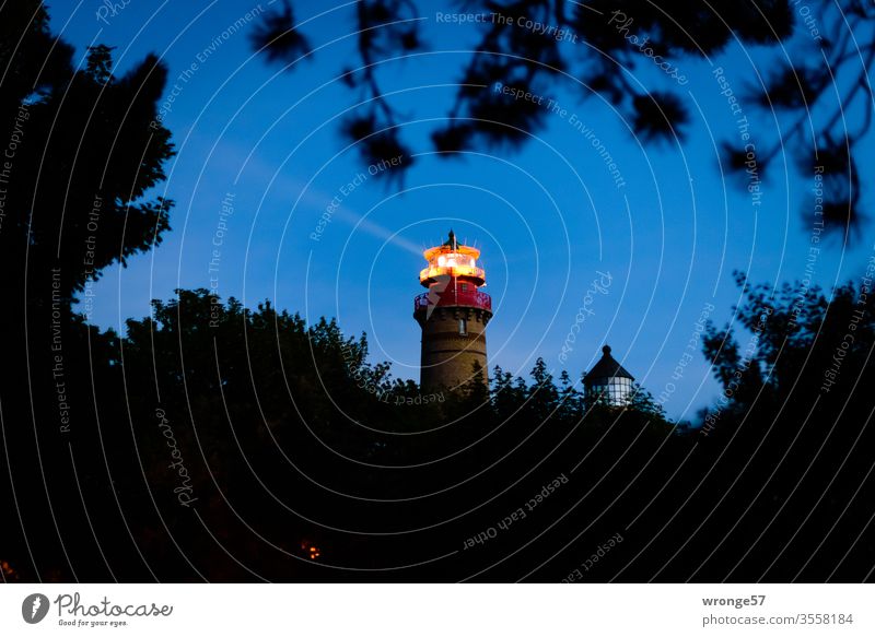 The two lighthouses at Cape Arkona at late dusk Lighthouse Cap Arcona island rebuke Baltic Sea Twilight Dusk blue hour Night arrogance Beacon Rügen Coast