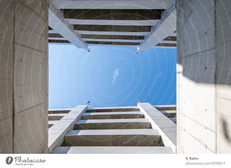 multi-storey car park Architecture blue sky built Parking lot Clouds Concrete Empty external garages Sky Transport Abstract Gray eyeball design Wall (building)