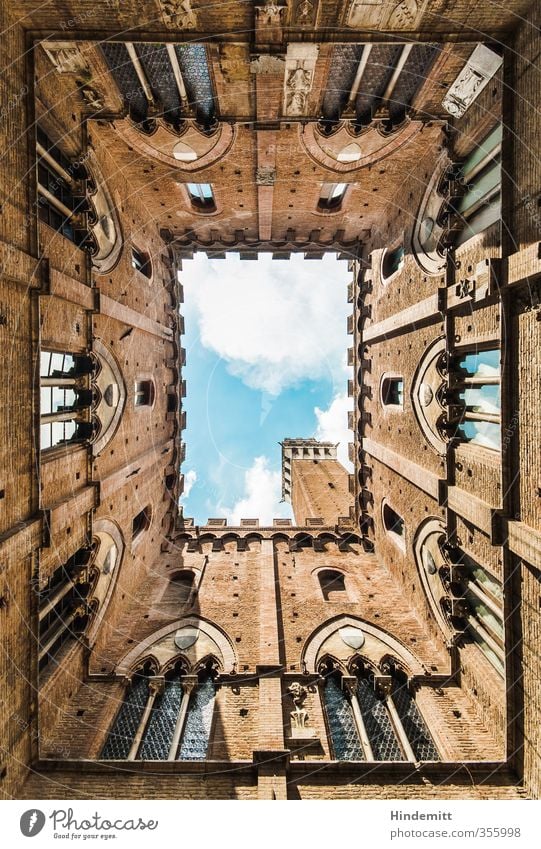 open view of things Sky Clouds Siena Small Town Downtown Old town House (Residential Structure) City hall Tower Manmade structures Building Architecture