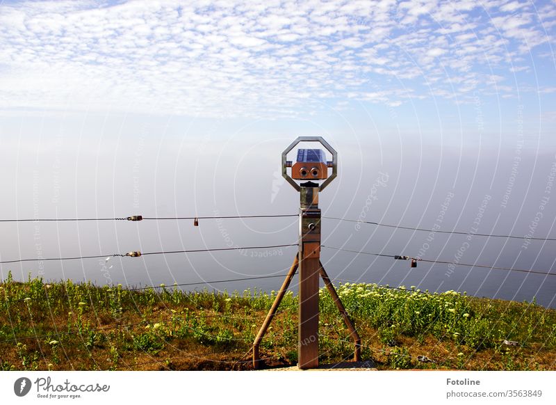 The distance so close - or a telescope on the edge of a cliff overlooking the sea, the sky and the horizon Day Colour photo Exterior shot Nature Deserted Plant