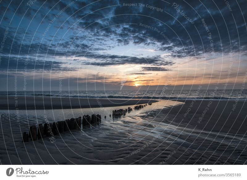 Sunset at the beach cloud Coast wave stranded panorama Ocean Beach Water piers Sky Landscape ocean Lake Nature breakwater bridge travel wood Clouds Horizon Blue