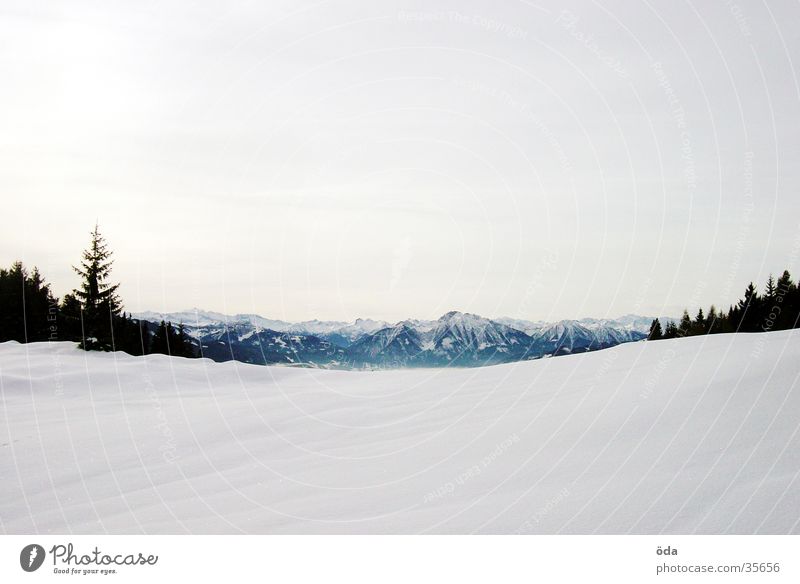 snowy mountains Panorama (View) Winter Cold Far-off places Vantage point Mountain Snow Perspective Large