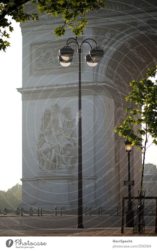 Tomorrow in Paris France Capital city Downtown Tourist Attraction Landmark Monument Arc de Triomphe Esthetic Town Gray Peaceful Calm Dawn Street lighting