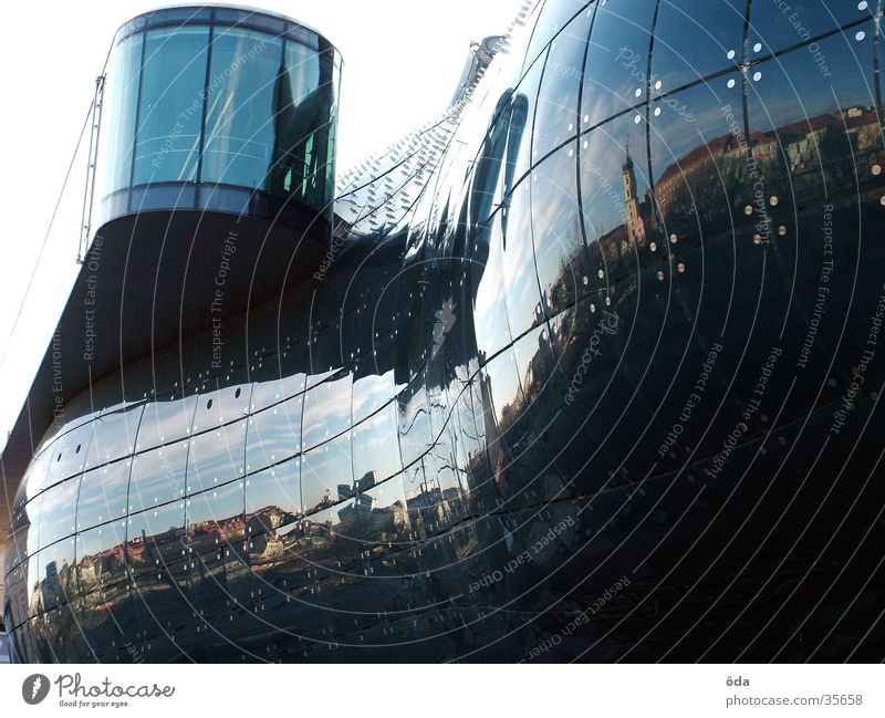 Kunsthaus Graz Reflection Manmade structures Glittering Architecture art house Glass Modern needle